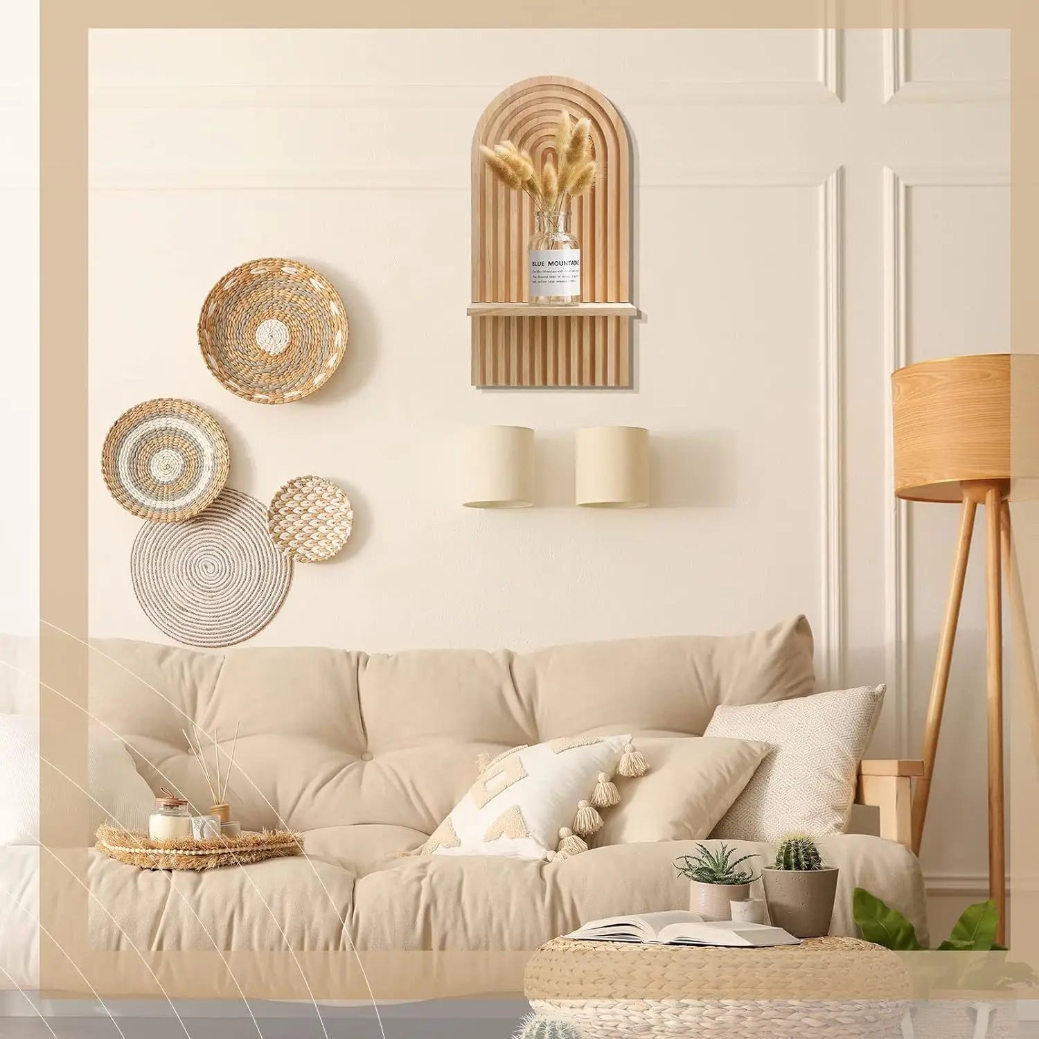 Wall-Mounted Wooden Shelf