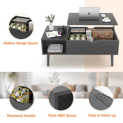 Lift-Top Coffee Table with Adjustable Storage Shelf – Easy Lift and Lower Mechanism